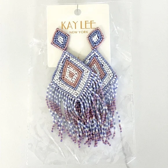 💝 FINAL SALE KAYLEE Handmade Beaded Tassel Earrings- Boho Drop Fringe Ea… - Picture 7 of 10